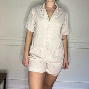 Tan Short and Button-Up Set